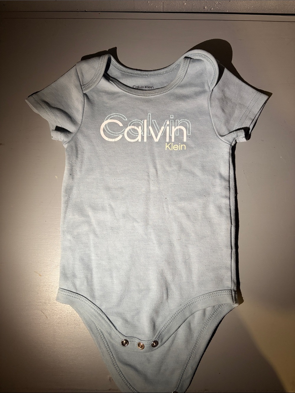 Calvin Klein Light Blue Logo Baby Bodysuit